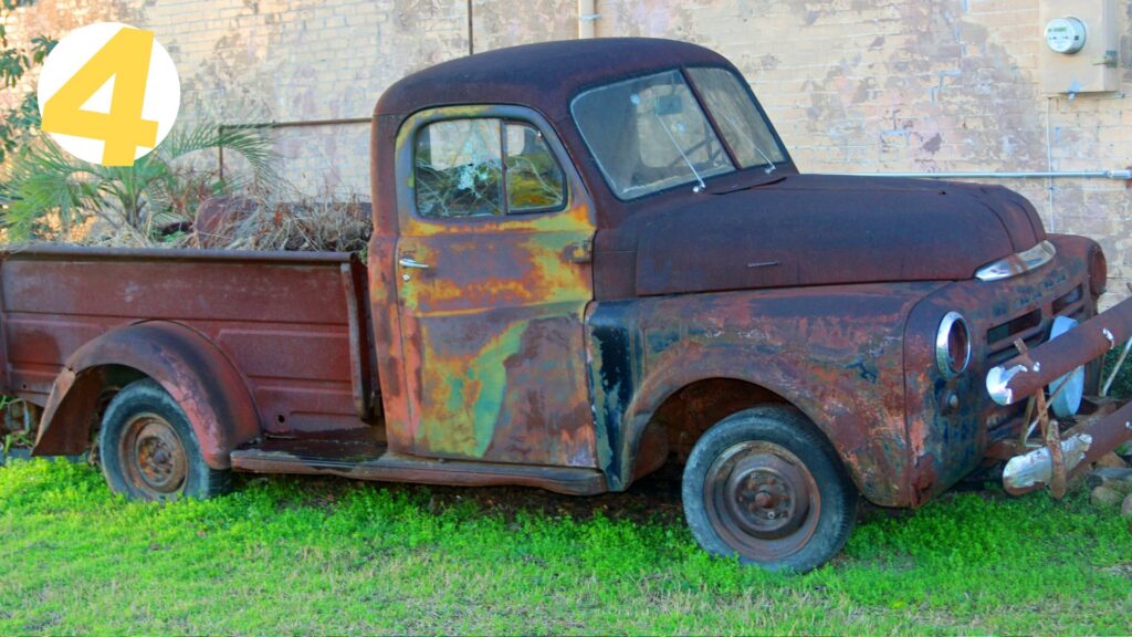 junk rusty pickup truck