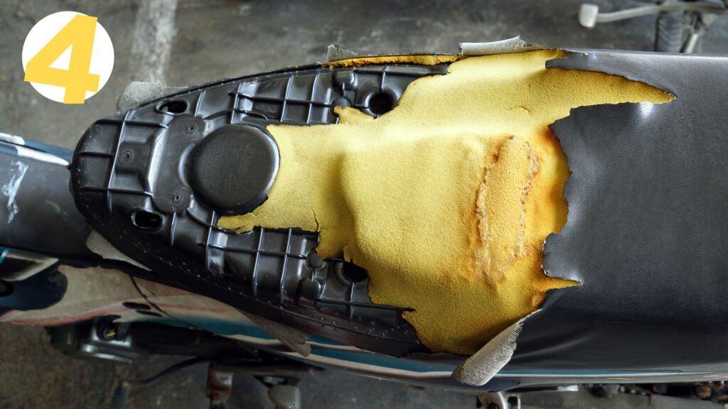 damaged motorcycle seat