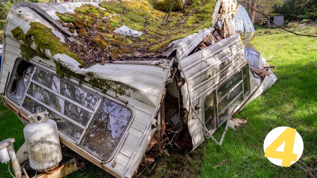 junk trailer in the yard