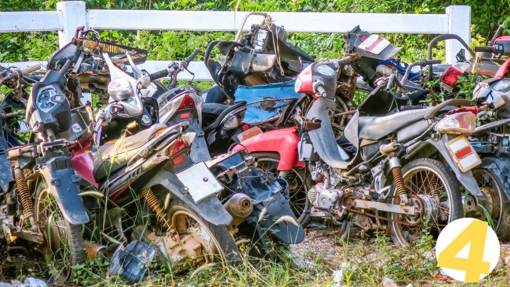 old motorcycles in a junkyard