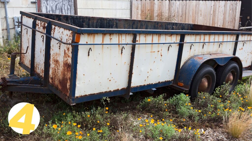 old trailer in the yard